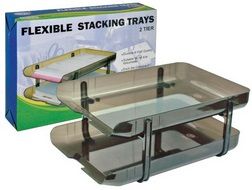 Plastic Stacking 2- Tier Document Tray Smokey
