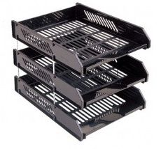 FIS 3-Layer Plastic Document Tray Black
