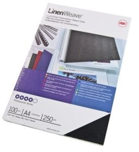 GBC LinenWeave Thermal Binding Covers, 4mm, Black [Box of 100]