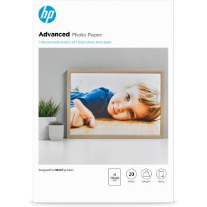 HP Q8697A Advanced Glossy Photo Paper, A3 (297 x 420 mm) 250 GSM, White, 20 Sheets