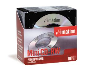 Imation Mini CD-RW, 21Min/185MB, w/ Jewel Case, 10/Pack