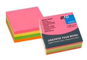 Info Notes 5654-39 Self-Sticking Note 3" x 3" Neon Colors PK/4X80