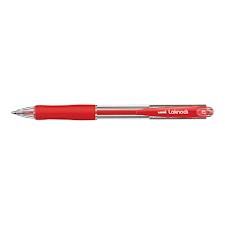 Uni Laknock SN-100F Retractable Ballpoint Pen, 0.7mm Fine, Red 