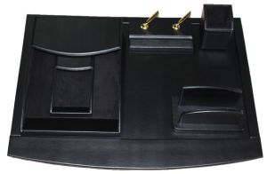 Leather Mine DS-115 Synthetic Leather Executive Desk Set Black