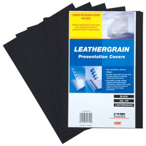 GBC LeatherGrain Binding Covers A4 Black 250gsm [Pack of 100]
