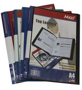 Clear Display Book, A4 Size, 10 Pockets, Assorted Colors 