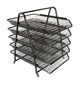 Metal Mesh Letter Tray, 5 Tier, Black 