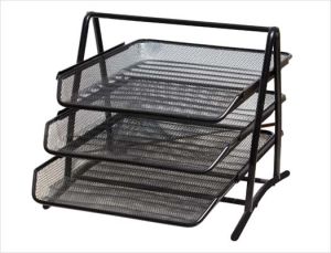 Metal Mesh Letter Tray, 3 Tier, Black 