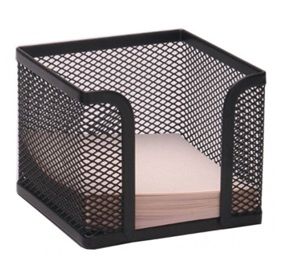 Metal Mesh Memo Cube Holder, Black 