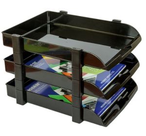 Modest 1758 3-Tier Stackable Document Tray Black