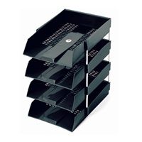 Omega 1718 Letter Tray, 4 Tier, Plastic, Grey