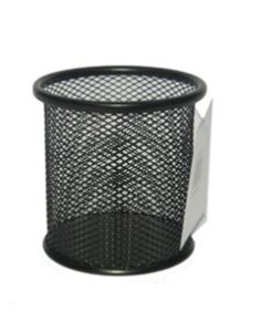 Metal Mesh Pen Holder, Round, Black 