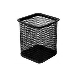 Metal Mesh Pen Holder, Square, Black 