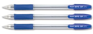 Pilot BPS-GP Ballpoint Pen Rubberised Grip, Fine 0.7mm, Blue, 12/Pack