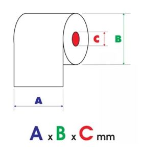 Cash Register Paper Roll, 3 Ply, 76mm X 70mm X 12mm [Box of 100 Rolls]