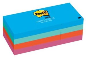 Post-it® Notes 1.5"x2", Ultra Colors, 100 Sh/Pad, [Pack of 12 Pads]. [Ref: 653-AU]