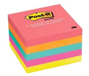 Post-it® Notes 654-5PK 3" x 3", Neon Colors, PK/5X100 Asst.