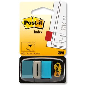 Post-it® Flags, 25x43mm, Bright Blue, 50Flags w/dispenser, [Ref: 680-23]