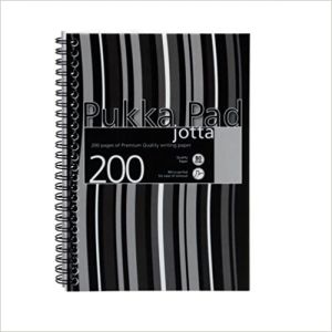 Pukka Jotta Polyprop Notepad, Black Stripes, 80gsm, Lined, Wirebound, A5, 200 pages