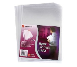 Rexel PFC/A4 12153 Nyrex Cut Flush Folder Embossed PK/25