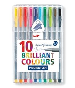 Staedtler 334 Triplus Fineliner Pen Assorted Colors Wallet of 10