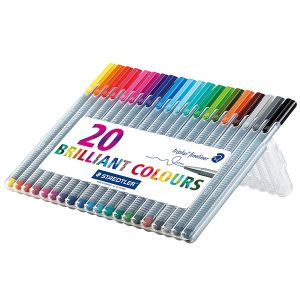 Staedtler 334 Triplus Fineliner Pen Assorted Colors Pack of 20