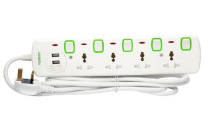 Terminator 854U Power Extension 4-Way 3M Cable, 2 USB Ports 