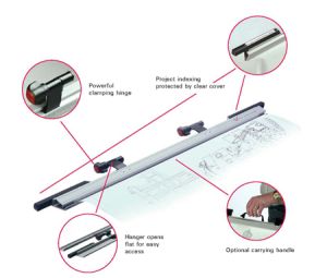 VistaPlan A1 Plan Hanger with Handle, Grey, [Pack of 4]