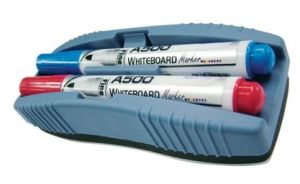 White Board Markers and Magnetic Eraser Set, Black/Blue [Yosogo-ME201B]