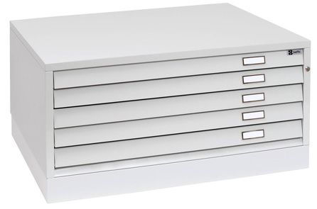 Bieffe RAL 7035 5 Drawer Horizontal Filing Cabinet A0 Grey